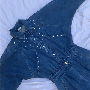 80s denim jumpsuit vintage